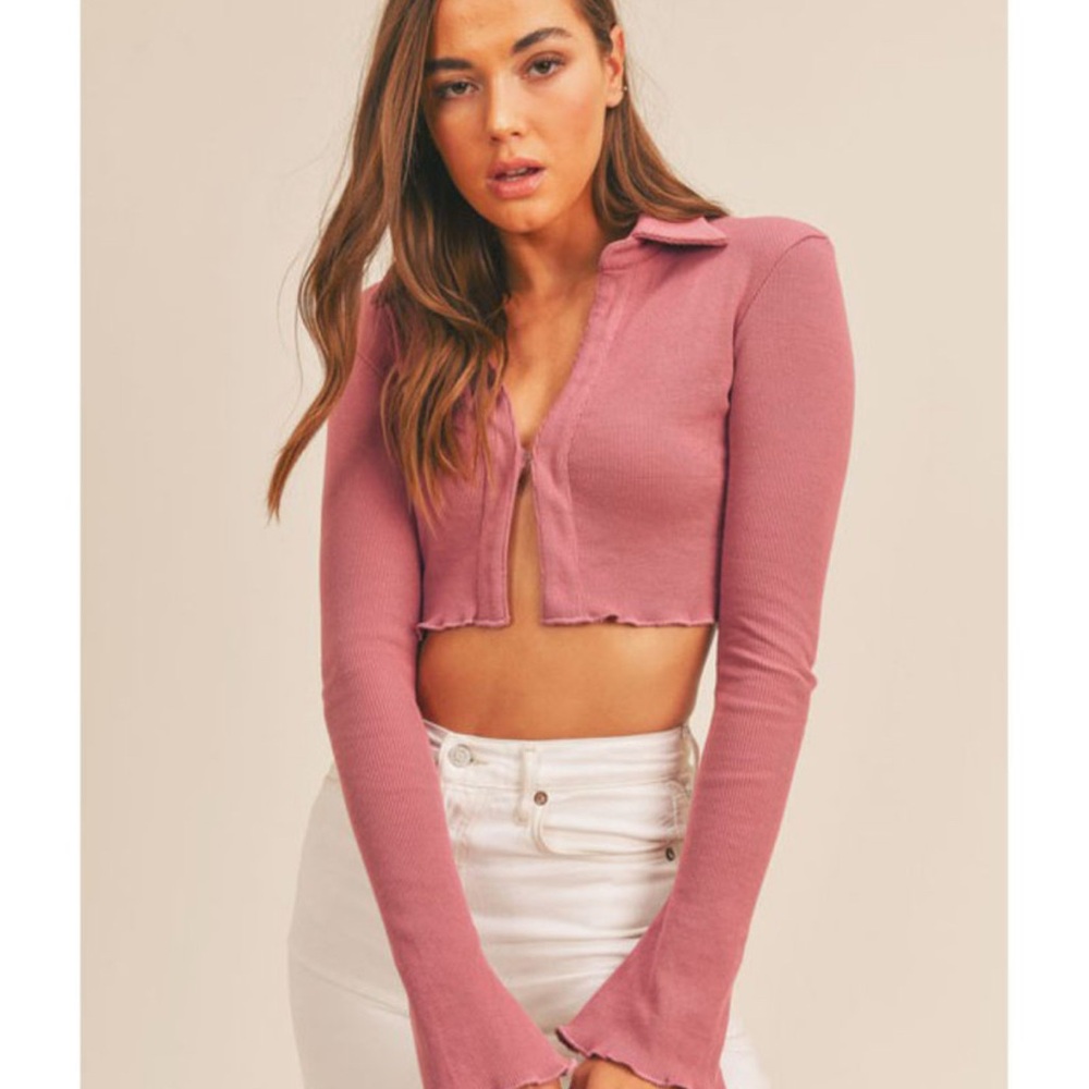 Mable Rose Collared Ribbed Top - Picture 2 of 4